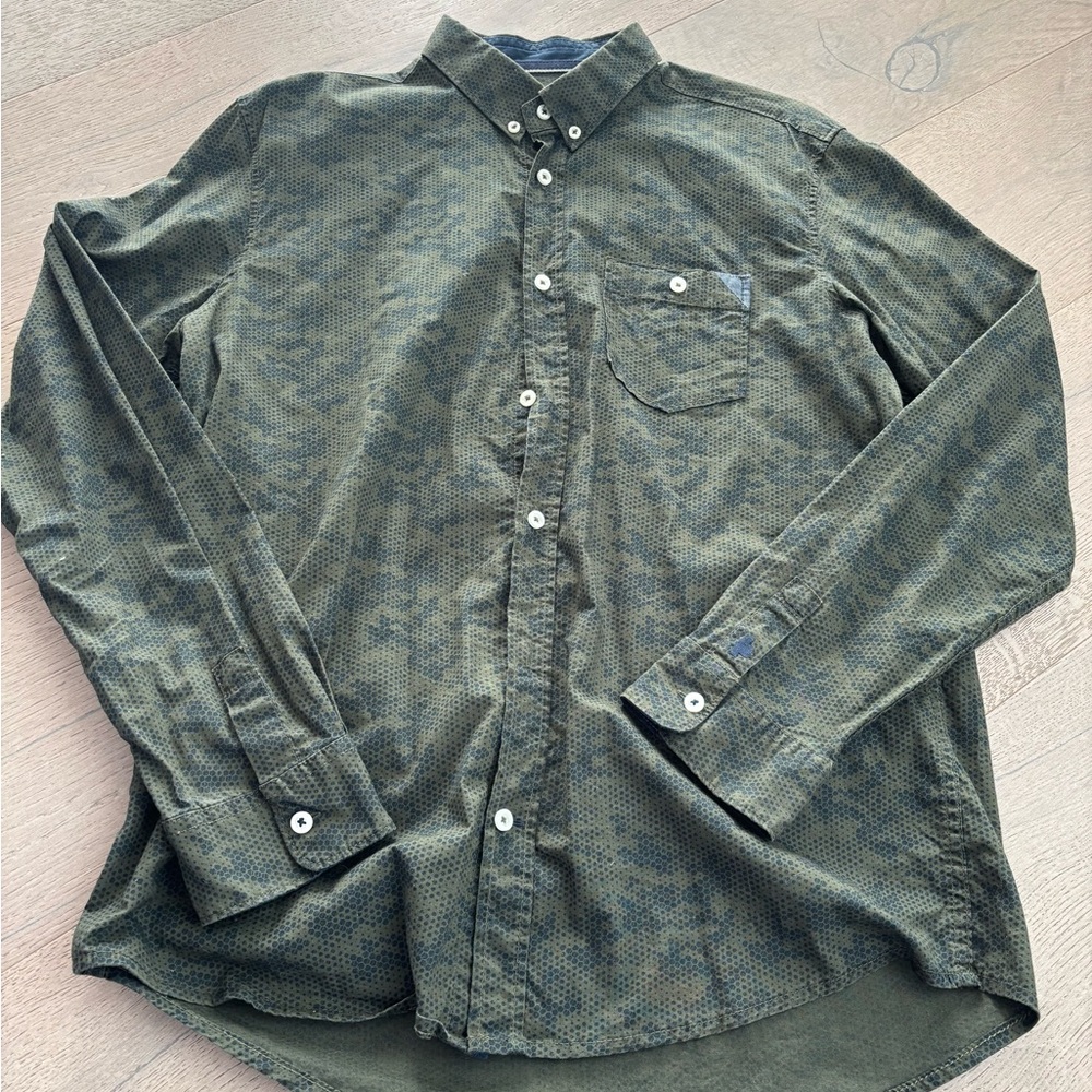 Men's Medium Tom Tailor Green Button-Up Shirt